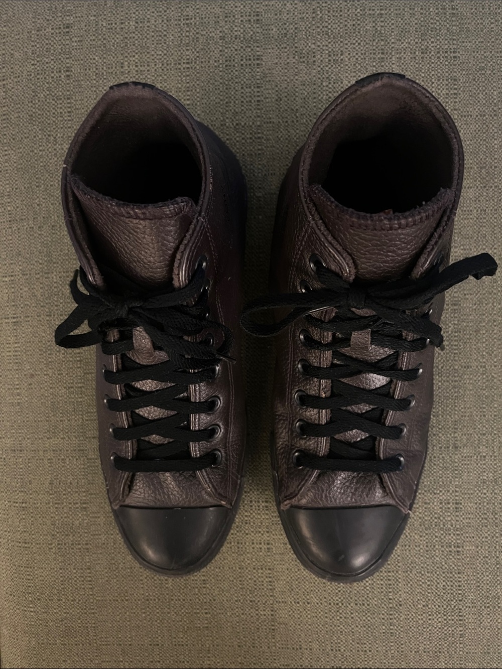 Converse High-Top Leather Sneakers - Dark Brown with Black Laces